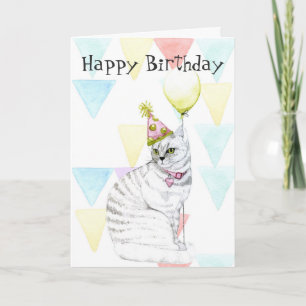 Happy Birthday to Meow   Kitty with Balloon Card