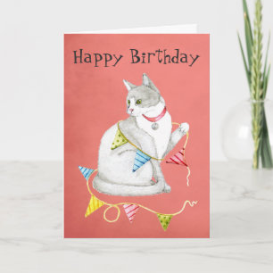 Happy Birthday to Meow Kitty with Banner Card
