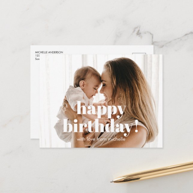 Happy Birthday to Mommy with Photo Postcard (Front/Back In Situ)