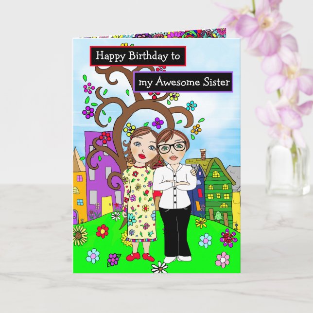 Happy Birthday to my Awesome Sister Card (Orchid)