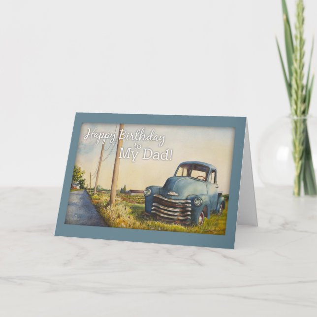 Happy Birthday to My Dad, Blue Truck Card (Front)