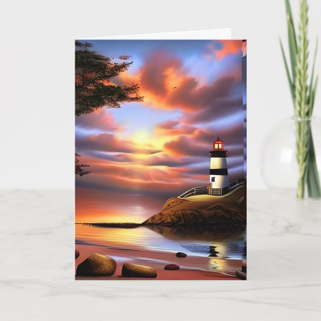 Happy Birthday to My Husband | Pretty Lighthouse Card (Front)