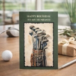 Happy Birthday to My Husband Vintage Golf Card<br><div class="desc">Celebrate your husband’s birthday with a timeless card designed for the golf lover in your life. This elegant birthday card features a vintage-style illustration of a classic golf bag filled with clubs, set against a rich green background for a refined, masculine look. Perfect for husbands who enjoy golf, classic style,...</div>