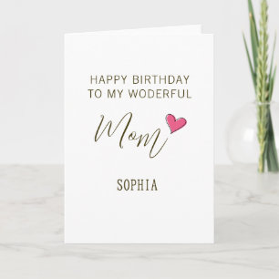 Happy Birthday to My Wonderful Mom – Personalized Card