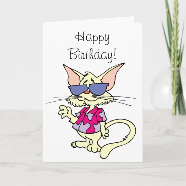 Happy Birthday to One Cool Cat Card (Front)