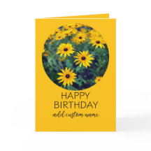 Happy Birthday to personalize bright yellow flower