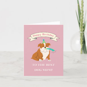 Happy Birthday to the Best Dog Mom! Smiling Bullog Thank You Card