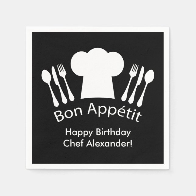 Happy Birthday to the Chef!  Bon Appetit Napkin (Front)