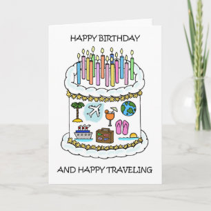 Happy Birthday to Traveller Cake Candles and Trave Card