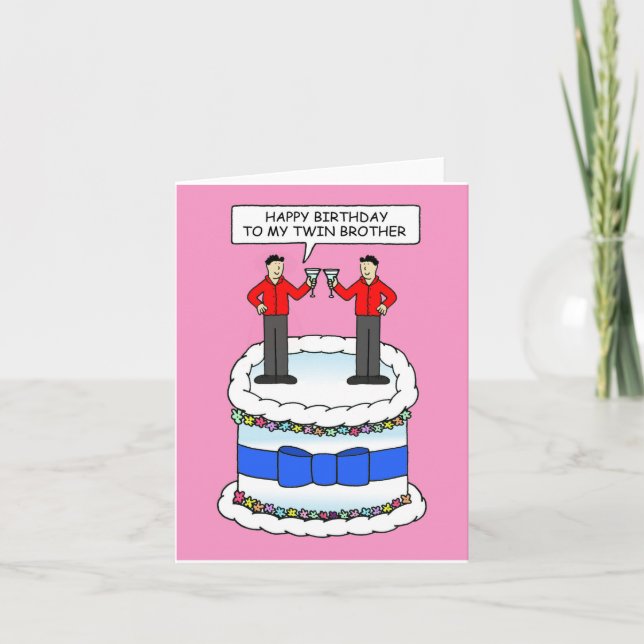 Happy Birthday to Twin Brother Two Men Card (Front)
