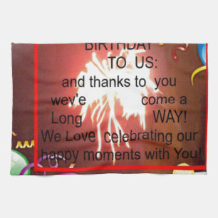 Happy Birthday to Us Art Print Kitchen Towel