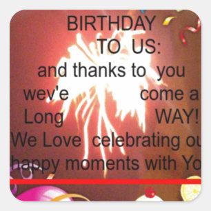 Happy Birthday to Us Art Print Square Sticker