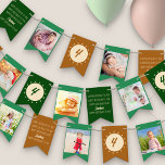 Happy Birthday to You Any Age Photo Green Rust Bunting Flags<br><div class="desc">Happy Birthday banner with 8 of your favourite photos,  personalized happy birthday to you song and customized flags with your age. The design has a bold colour palette of burnt orange and green.</div>