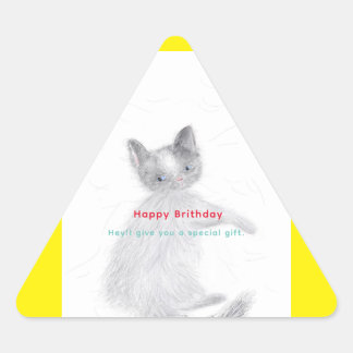 happy birthday to you Cat Triangle Sticker