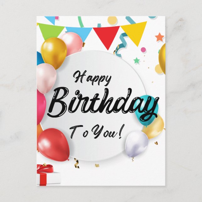Happy Birthday To You "Celebrate in Style:  Holiday Postcard (Front)