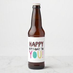 Happy Birthday to you colorful typographic rainbow Beer Bottle Label
