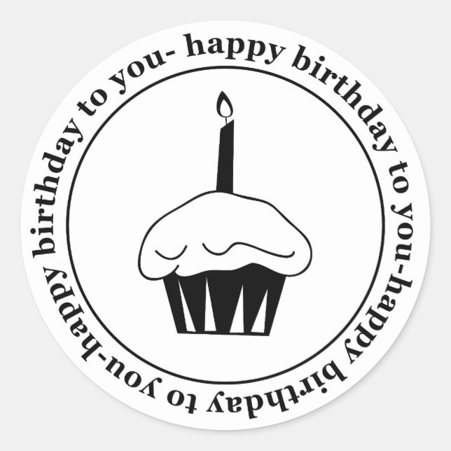Happy birthday to you cupcake circle classic round sticker (Front)
