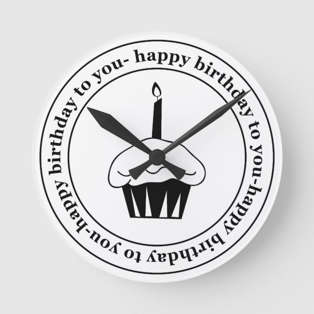Happy birthday to you cupcake circle round clock (Front)