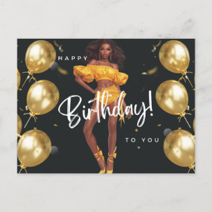 Happy Birthday To You Melanin Sista Black Queen  Holiday Postcard