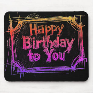 Happy Birthday To You On a Black Computer Laptop Mouse Pad