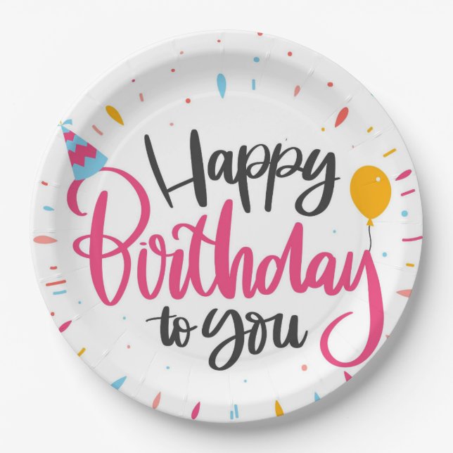 Happy Birthday To You Paper Plate (Front)