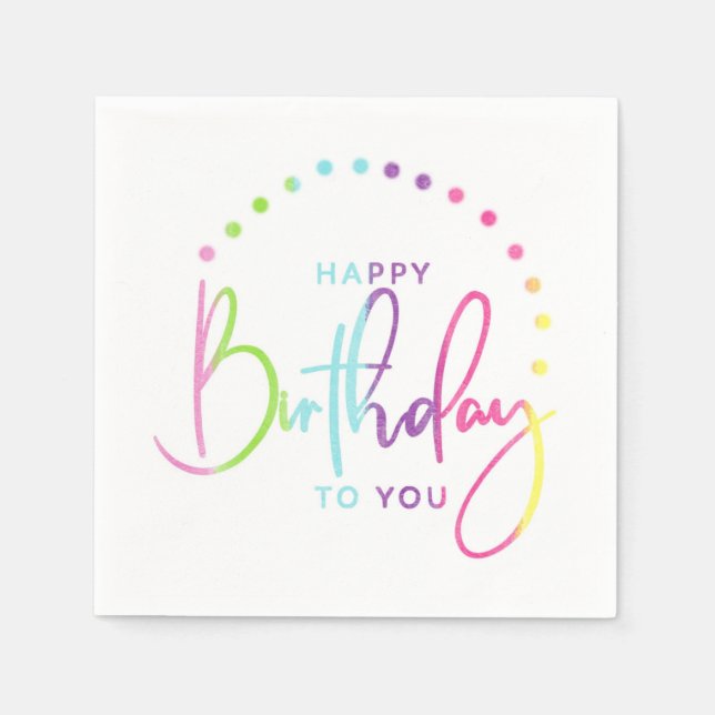 Happy Birthday To You Rainbow Colours Napkin (Front)