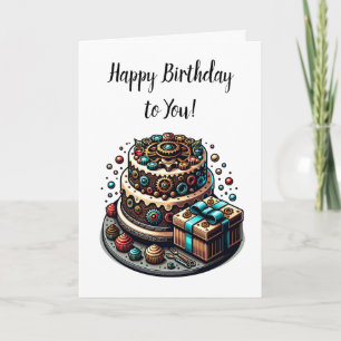Happy Birthday To You Steampunk Cake Card