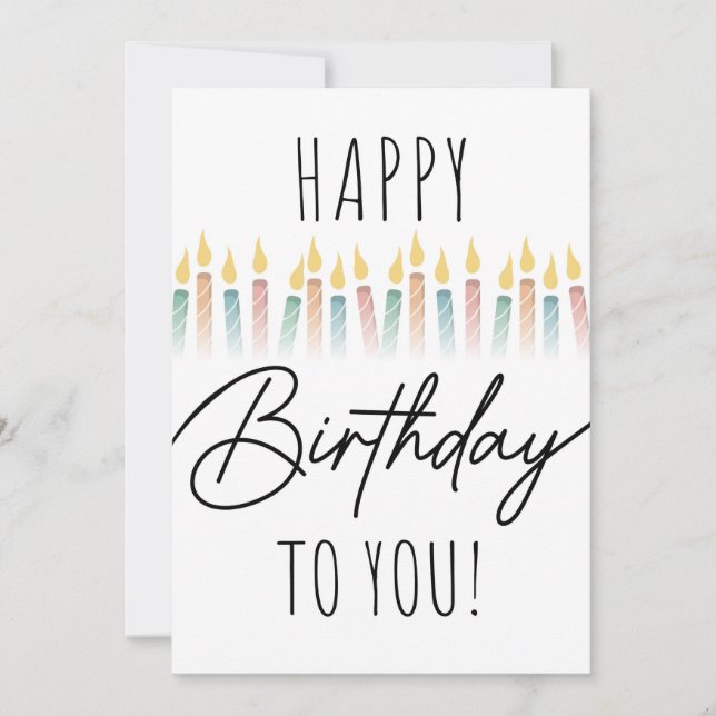 Happy Birthday To You Typography & Candles Save The Date (Front)
