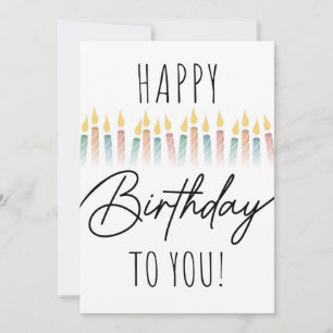 Happy Birthday To You Typography & Candles Save The Date