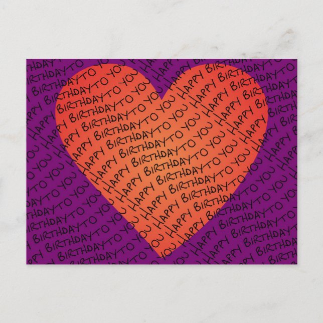 Happy birthday to you with heart postcard (Front)