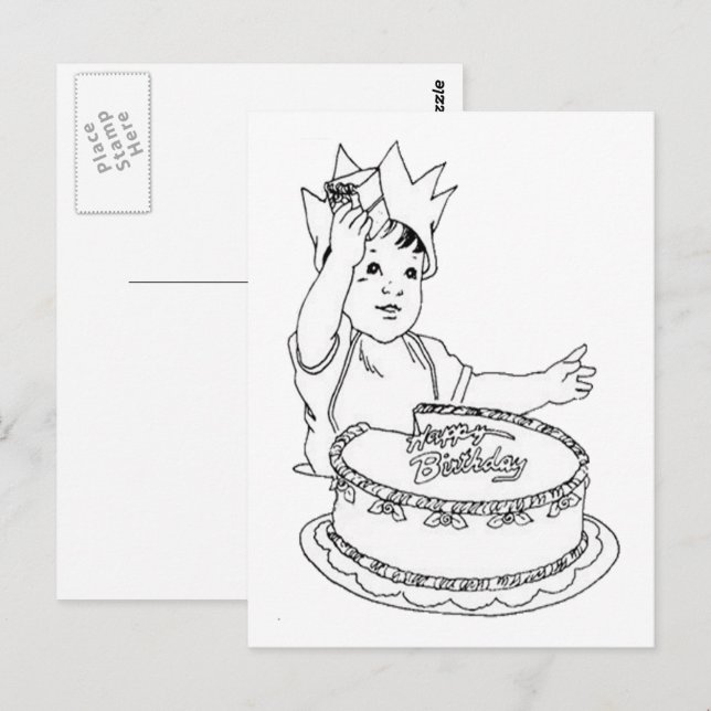 Happy Birthday Toddler Color It Postcard (Front/Back)