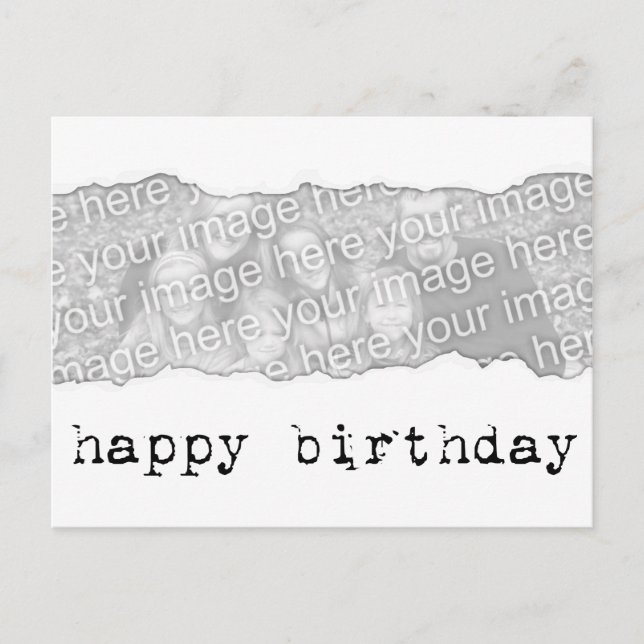 happy birthday (torn paper) postcard (Front)