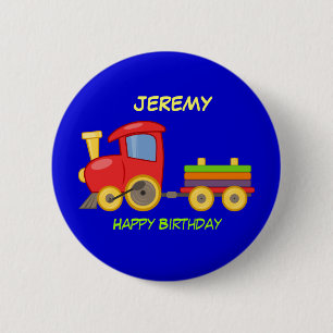Happy Birthday, Toy Train, template 2 Inch Round Button