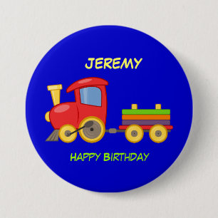 Happy Birthday, Toy Train, template 3 Inch Round Button