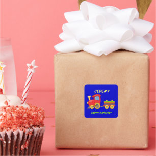 Happy Birthday, Toy Train, template, Square Sticker