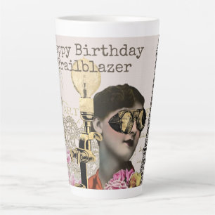 Happy Birthday Trailblazer Steampunk Vintage  Latte Mug
