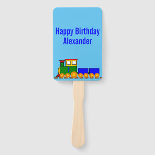 Happy Birthday Train and Name  Hand Fan
