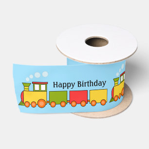 Happy Birthday Train Satin Ribbon