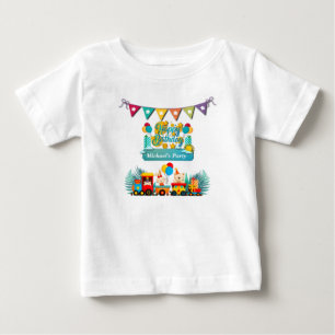 Happy Birthday Train With Cute Animals Wishes Baby T-Shirt