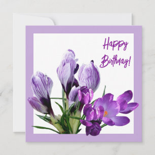Happy Birthday trendy purple floral beautiful cute Card