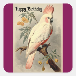 Happy Birthday Tropical Bird Sticker