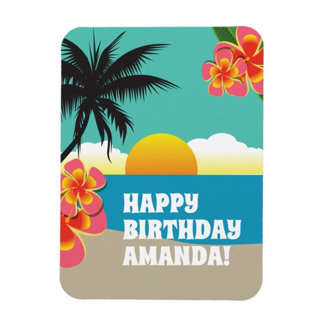 Happy Birthday Tropical Caribbean Cruise  Magnet (Vertical)