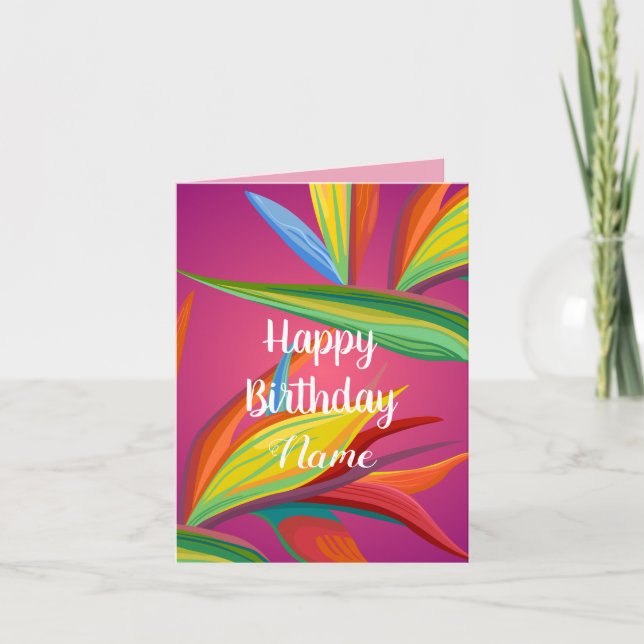 Happy Birthday Tropical Flowers Invitation (Front)