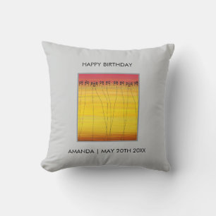 Happy Birthday, Tropical Summer Throw Pillow