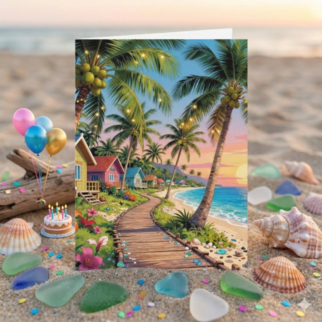 Happy Birthday | Tropical Themed Poem Coastal  Card (Creator Uploaded)