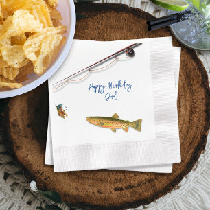 Happy Birthday Trout Fish Adult Party Napkin