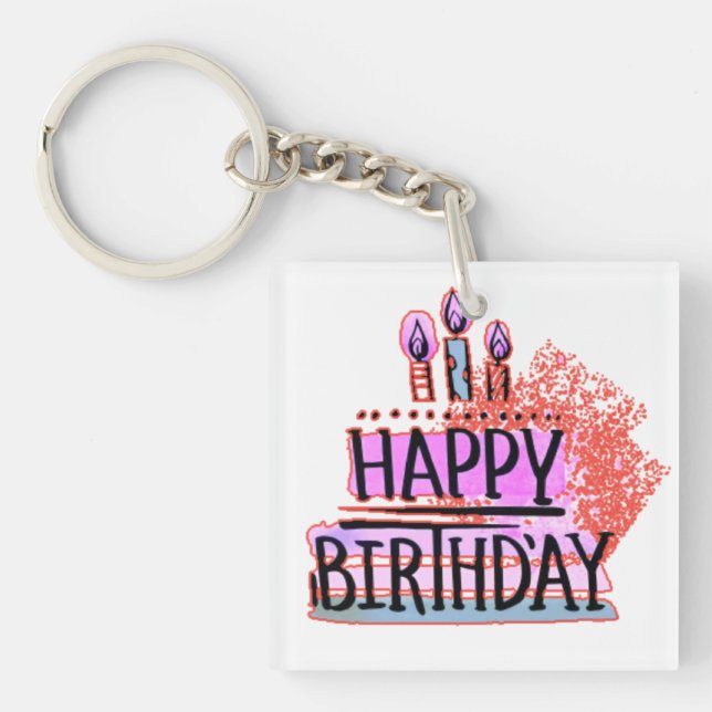 Happy Birthday tshirt  Keychain (Front)