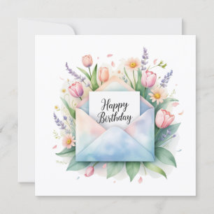 Happy birthday & tulips. Card