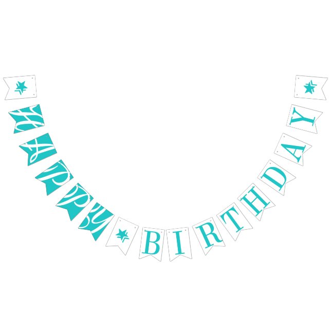 HAPPY BIRTHDAY Turquoise And White Bunting Flags (All)
