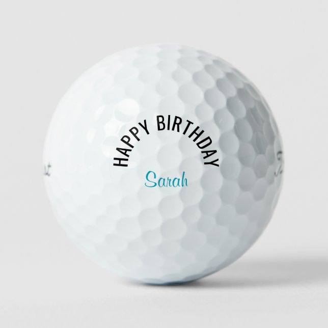 Happy Birthday Turquoise Name Titleist  Golf Balls (Front)